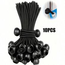 10pcs Heavy Duty Adjustable Elastic Cords With Plastic Balls - Black Camping Accessories For All Seasons, Used For Tent Fixing, Storage And Transport - Foldable And Durable Outdoor Gear, Camping Organization Tool | Strong Adjustment, Adjustable Cords | Essential Camping Accessories - Multicolor - View 9