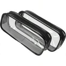 Tofficu Juego De 2 Estuches Transparentes De Pvc Con Cremallera, Lapicera Transparente Para LáPices, Gran Capacidad, Resistente Al Agua, Para Escuela, Oficina Y Viajes - 2 unidades de color negro - Ver 11