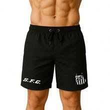 SANTOS PEIXÃO T-SHIRT + SHORTS KIT BERMUDA TACTEL ELASTANE SPORT DRY FIT YOUNG STRENGTH SANTOS BLACK AND WHITE BEACH - 黑白 - 查看 5