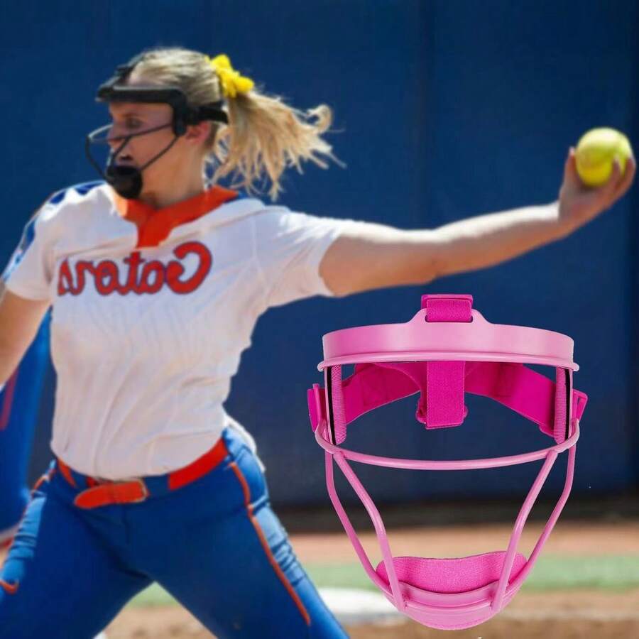 EPICFEAT - Professional Defensive Softball Outfielder Mask Baseball Softball Protective Mask Teenager - Adult Wide Vision - Lightweight Comfortable - Durable Softball Mask - Pink - View 1
