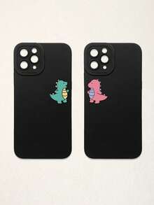 2pcs Black Phone Cases, Dinosaur Design Couple Phone Cases, Compatible With IPhone & Galaxy Phones, Phone Covers, Cute Phone Cases, Compatible With IPhone 13/15/16 Pro Max, Galaxy, Great As Birthday Gift, For Girlfriend, Boyfriend Or Personal Use - Multicolor - View 24