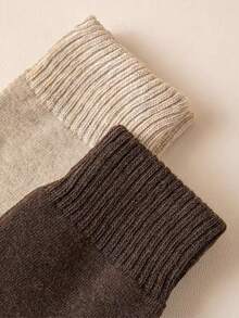 1/4 Pair Women Thermal Lined Calf Socks, Fleece Socks For Home & Sleep, Thick Japanese Style Merino Wool Long Socks For Winter