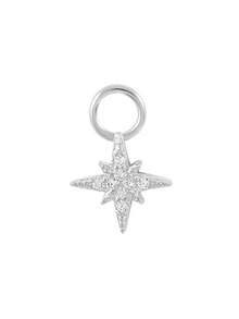 SereneSpark 1PC Moon And Star Dangle Charm, Celestial Hoop Drop Charm With Tiny Diamond, Dainty Helix Tragus Conch Cartilage Piercing Charm