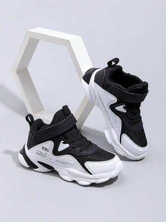 Kids & Teens' Mesh Hook And Loop Fashionable Sporty Basketball Shoes