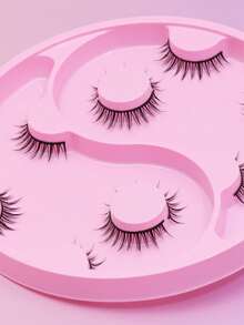 5对假睫毛及胶水套装，包含双头睫毛胶、黑色胶水、白色胶水、化妆工具、自然DIY可爱卡通假睫毛、美人鱼羽毛扇形假睫毛 - 黑色 - 查看 6