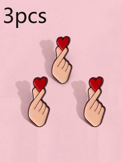 3Pcs Fresh, Sweet, Wind, Finger, Biye, Love, Fashion, Personalized, Niche, Versatile, Creative Clothing, Brooch, Badge, Couple, Metal Bag, Pin Accessories Valentine's Day Pin For Clothes Bag Charm School Kpop Backpack Teacher Supplies Bag Charms Cute Office Accessories Shirts Jacket Jewelry Christmas Halloween Autumn-Winter Accessories,Suitable For Teens, Youth,Men,Casual, Outdoor, Athletic, Vacation, Graduation Gifts, Birthday, Daily Wear Clothes Pin Funny Teacher Gifts