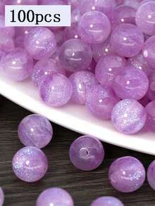 100颗星空树脂闪光圆珠，直孔散珠，适用于DIY珠宝制作 - 細閃珠 - 查看 22