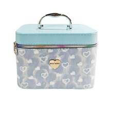 Estuche de Maquillaje con Diseño de Corazones Difuminados – Dulce, Brillante y Espacioso - Gris - Ver 4