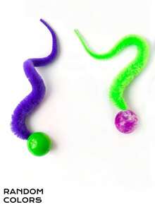 1pc Interactive Cat Lover And Cat Mom Love Toy Magic Worm Ball Elastic Ball Toy Furry Cat Lover And Cat Mom Loveerpillar Teaser Color Radom