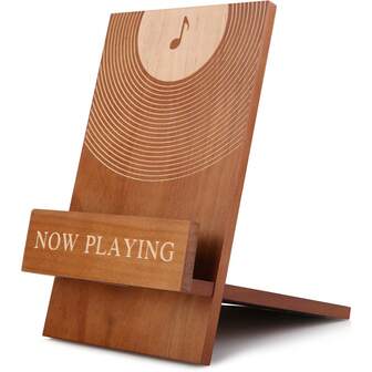 1pc Now Playing Vinyl Record Stand: Classic Wood Now Playing Record Holder Stand - Vinyl Now Playing Sign To Hold Your Albums - Vinyl Accessories For LP Enthusiasts - Now Spinning Vinyl Record Stand