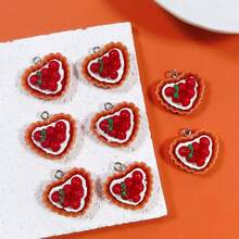 10/20pcs Cute Resin DIY Simulated Heart-Shaped Fruit, Valentine's Day Strawberry Cream Cake Pendant, DIY Creative Funny 3D Food Earrings, Necklaces, Bracelets, Keychains, Hair Accessories Materials - Multicolor - View 5