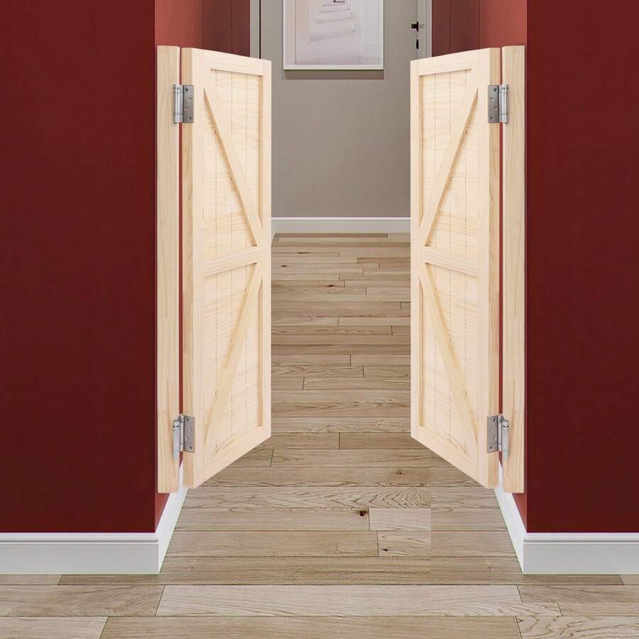 Wooden Partition Door, Auto Close Partition Doors, Partition Door With Hinges For Installation In Staircase Entrances, Cafes, Bars - Wood Color - View 1