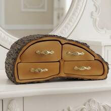 ABS树脂首饰盒，带盖抽屉，可作纪念品盒、钥匙盒、首饰盒，周年纪念礼物、乔迁礼物，带仙女抽屉、秘密隔层、纪念品盒、小饰品盒、首饰盒、圣诞礼物 - 棕色 - 查看 3