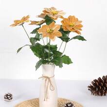 Flores de Nochebuena: Hermoso ramo de flores artificiales decorativas para el hogar - oro - Ver 5