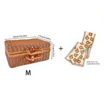 CASEGRACE سلة تخزين مصنوعة يدويًا على طراز الخوص، صندوق هدايا زفاف عتيق، مجموعة هدايا عيد الحب وعيد الأم، منظم مستحضرات التجميل مع مقابض، حامل هدايا عيد الميلاد، سلال رفوف - بني - مشاهدة 12