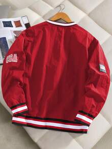 时尚男士卫衣，运动学院风，通勤舒适，长袖上衣