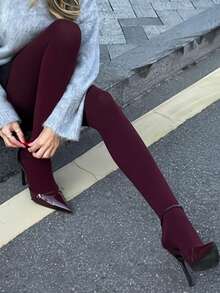 Burgundy Sexy Pantyhose - Rich Burgundy Tights, Create A Bold And Confident Evening Look - Burgundy - View 7