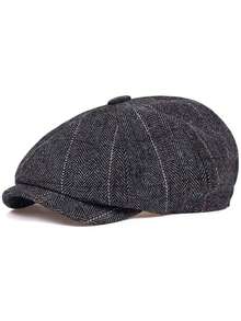 1pc Herringbone Tweed Newsboy Cap, Men's Fashion Hat, Retro Headwear, Suitable For Autumn/Winter Daily Wear, British Academic Style, Octagonal Cap, Gift Option - Multicolor - View 10