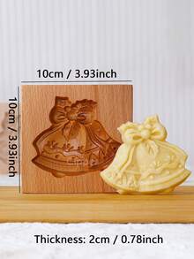 Cippes 1 Stück Holz-Keksform für Weihnachten, mit geschnitzten, geprägten 3D-Rentier-, Weihnachtsbaum- und Weihnachtsmann-Mustern, Küchenbackwerkzeuge, Fondant-Kuchen-Keks-Dekoration, DIY Keksausstecher-Formen - Aprikosenfarben - Übersicht 4