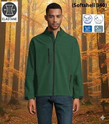 THEGEWA Men's 340gsm Softshell Thermal Jacket With Fleece Lining, Functional Design And Full Zip, 11 Colors Available, Perfect For Outdoor Use And Customization - Available S To 3XL - MARNAULA - Dark Green - View 1