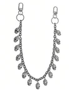 سلسلة بنطلون الجمجمة الرائعة للرجال - إكسسوارات أسلوب الشارع الهيب هوب - فضي - مشاهدة 6