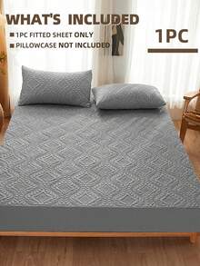 1pc Solid Color Waterproof Bedsheet, Bedding, Mattress Protector, Soft & Comfortable Bedroom Linens, Skin-Friendly Mattress Cover, Dust & Moisture Proof Mattress Pad, Ultrasonic Embossed Fitted Sheet, Suitable For Various Bed Sizes (Twin, Full, Queen, King), Bedding Gift, Machine Washable, Bed Cover, Sofa Cover, Bedsheet, King Size, California King, Bedsheet, Bed Cover, Oeko-Tex Certified - Dark Grey - View 2