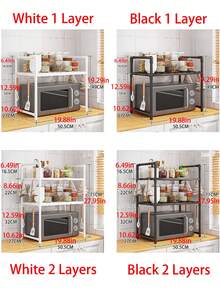 1pc Microwave Oven Rack, Thick Microwave Spice Storage Shelf, Multi-Layer Kitchen Organizer Rack For Microwave, Toaster, Bread Maker - Space Saving Countertop Storage Shelf For Home And Dorm - Multicolor - View 4
