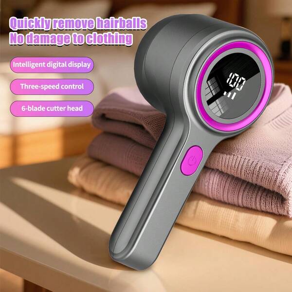 New Upgraded Portable Multi-Functional Lint Remover, Available In Multiple Colors, USB-C Fast Charging, Electric Fabric Defuzzer, Portable Fuzz Remover With Powerful Motor And LED Digital Display, Suitable For Clothes, Bedding, Carpets, Sofas, Laundromat Use! Perfect Gift For Valentine's Day, Christmas!