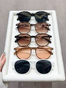 5pcs Casual PC (Polycarbonate) Round Frame Sunglasses, Women's Fashion Y2K UV Protection Beach Travel Party Accessory, Everyday Wear - Multicolor - View 9