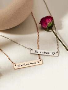 [ZzAi Custom] 1 Stück personalisierte lange Halskette mit Namen, Freundschafts- und Valentinstagsgeschenk, personalisierte Edelstahl-Halskette, Schmuck-Partygeschenk, Mode, Herbst-, lässig, Vintage, antik, minimalistisch, individuell, personalisiert, einzigartig, ideales Geschenk, geeignet für Freundin, Mutter, Familie, Freunde, Tochter, sie, Großeltern, für Jahrestag, Geburtstag, Alltag Outfit - Typenschildmodell - Übersicht 5