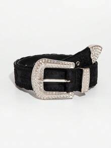 Black Lace Rhinestone Buckle