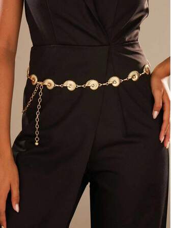 Fashionable Conch-Shaped Women's Belt Chain, Suitable For Spring, Summer, Autumn And Winter, Sexy, Elegant And Fashionable, Can Be Used For Weddings And Other Occasions, Adjustable Women's Belt Chain,Cintos Vaqueros De Mujer