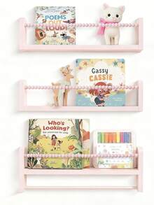 3pcs, Baby Wooden Three-Layer Wall Mounted Storage Rack, Children's Picture Book And Doll Display Rack, Suitable For Decorating Children's Rooms, As Well As Bedrooms And Kitchens - Shelves - View 10