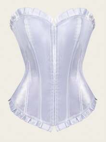 Jutrisujo Underbust Corset Top Women Waist Lace Up Boned Gothic Plus Size Lingerie Halloween Costume - 015-Màu trắng - Xem 1