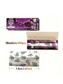5 Packs, 78mm Fruit Flavored Rolling Papers, 250 Sheets Total, Portable Seasoning Rolling Papers, Slow Burning, Household Tool, Holiday Gift, Birthday Gift, Gift For Friends