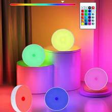 1个/3个/6个 RGB 变色夜灯，LED 卧室夜灯，多色可变橱柜灯，带遥控器，变色夜灯，带调光器和定时器的夜灯，适用于橱柜、架子、楼梯、走廊、浴室（250mAh） - USB+遙控 - 查看 4