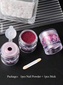 1 pieza Polvo de uñas con efecto espejo metálico de color rojo rosa para Navidad, decoración de arte de uñas con polvo de inmersión estilo Y2K - Rosa Fucsia - Ver 7