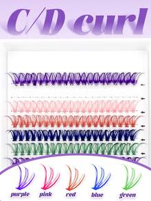 ELYCO 240pcs 3D Handmade Grafted False Eyelashes 40D Thick Curly D-Curl Natural Looking Lashes 0.07mm 14mm, 12 Rows Mixed Color Soft Cluster Curly Segmented Easy DIY For Daily And Occasion Use, Great Gift For Women And Girls