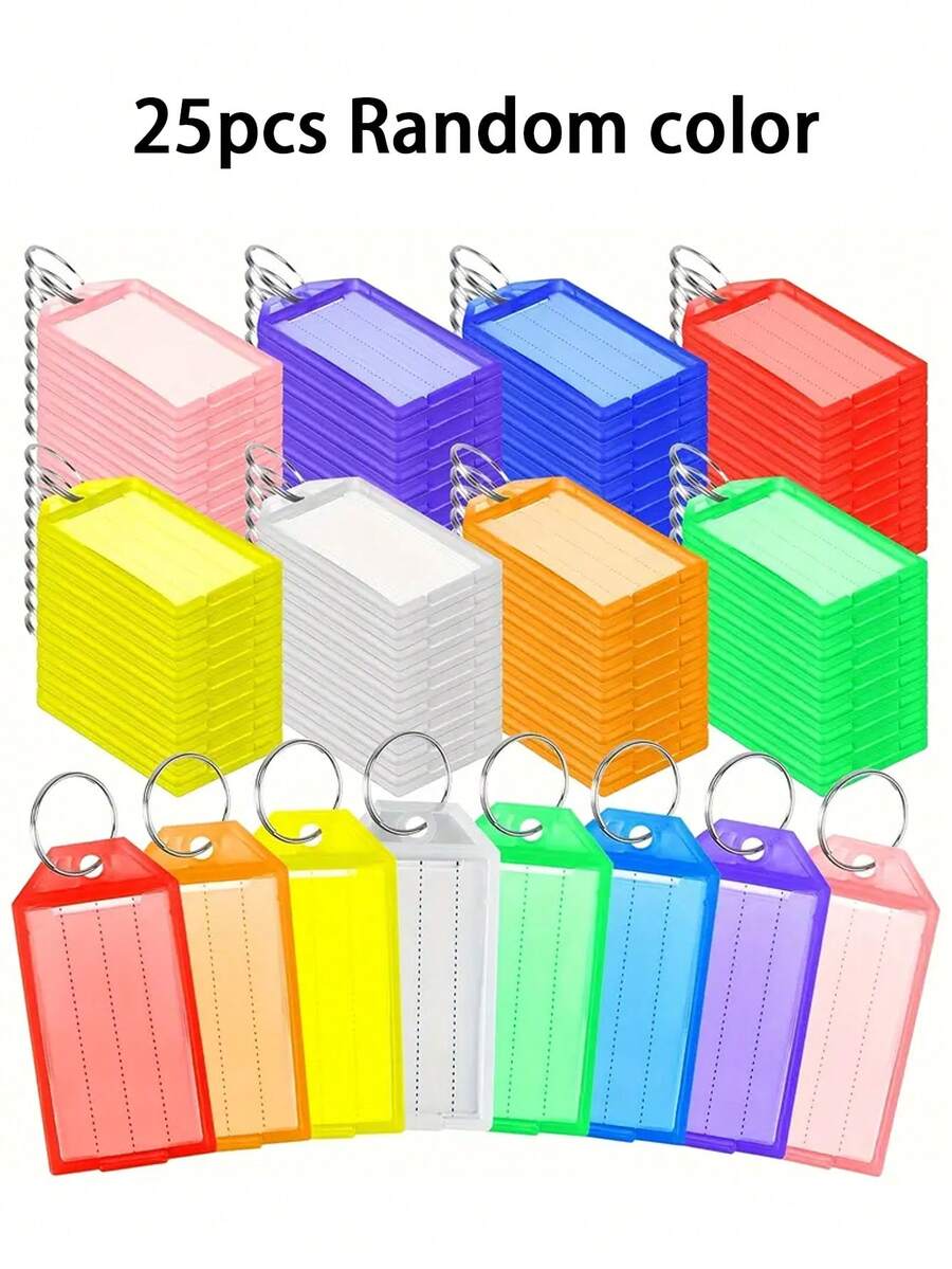 Colorful Clear Plastic Keychain Tags - Double-Sided Labels, Diy Id Tag Tags, Name Tags, Pet Id Tags For Keys, Luggage, Backpacks, Assorted Bright Colors, Durable And Easy To Read, Tag Management, Key Storage Tags | Vibrant Colors | Clear Plastic Tags - Multicolor - View 1