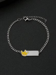 1pc Customized Minimalist Fashionable Colorful Drip Oil Name Engraved Bracelet, Gold/Silver 18K Gold Plated Stainless Steel Material, Adjustable Chain With Personalized Engraving - Birthday/Anniversary Gift For Him, Unique Ideal Gift For Him, Ideal Gift For Her, Boyfriend, Girlfriend, Dad, Mom, Family, Friends, Grandparents Anniversary, Birthday, Daily Wear, Wedding, Graduation, Prom, Party - Multicolor - View 46