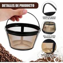 2 Filtro para Cafetera, Filtro de Caf Reutilizables, sin BPA, Capacidad para 8 - 12 Tazas Filtro de Caf Acero Inoxidable, Filtros para Cafetera de Goteo para Cafeteras y Cerveceros - inicial - Ver 4