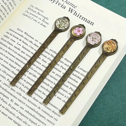 1pc Creative Retro Stationery Ruler, Exquisite And Beautiful Lace Edged Retro Copper Metal Ruler