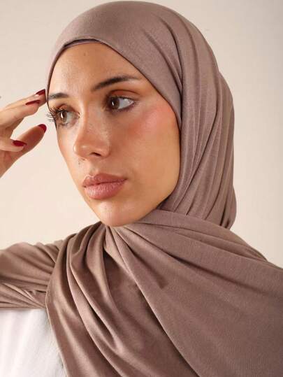 1 pieza Clásico de mujer de unicolor elegante y casual con ribete, pañuelo de punto jersey premium, adecuado para la vida diaria, viajes y eventos