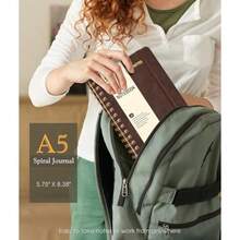 Dotted Spiral Journal Notebook A5 Hardcover Spiral Journals for Women Men 100 GSM Dot Grid Paper Notebooks 150 Pages Spiral Bullet Dotted Notebook for Writing Note Taking 5.75" x 8.38" Dark Brown - como en la foto - Ver 3