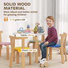 AIYAPLAY 5 Piece Kids Table And Chairs Set Wood For 3-8 Years For Art Crafts - Multicolor - View 6