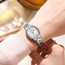 CURREN 女士石英表，时尚优雅的桶形表盘镶嵌水钻，不锈钢表带，女士腕表礼品 - 彩色 - 查看 10