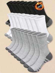 1 par de calcetines térmicos, calcetines de lana merina premium, calcetines de invierno cálidos, calcetines para caminar al aire libre para hombres y mujeres, calcetines gruesos y cálidos para trabajo, caminar, senderismo, correr, esquiar y deportes al aire libre, estilo (color) envío aleatorio - Negro - Ver 1