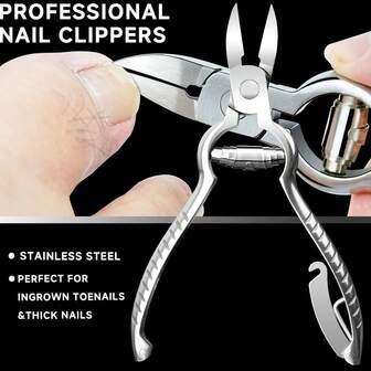 1 pieza Cortaúñas profesional de acero inoxidable, cortaúñas de pedicura, cortaúñas de pico de águila de uso pesado, adecuado para uñas encarnadas y gruesas, herramienta de recorte de uñas, cortaúñas grandes - cortador de uso pesado, removedor de uñas encarnadas, herramienta de cuidado de los pies, diseño de uso pesado, hoja de alta calidad, material antioxidante, tijeras para uñas, tijeras de aseo profesional