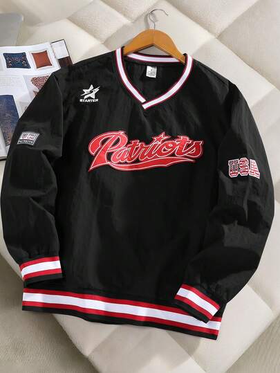 Fashionable Men's Sweatshirt, Sporty College Style, Comfortable For Commuting, Long Sleeve Top