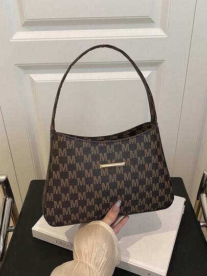 Fashionable Letter Print Handbag Shoulder Bag, Casual Versatile Women Underarm Bag